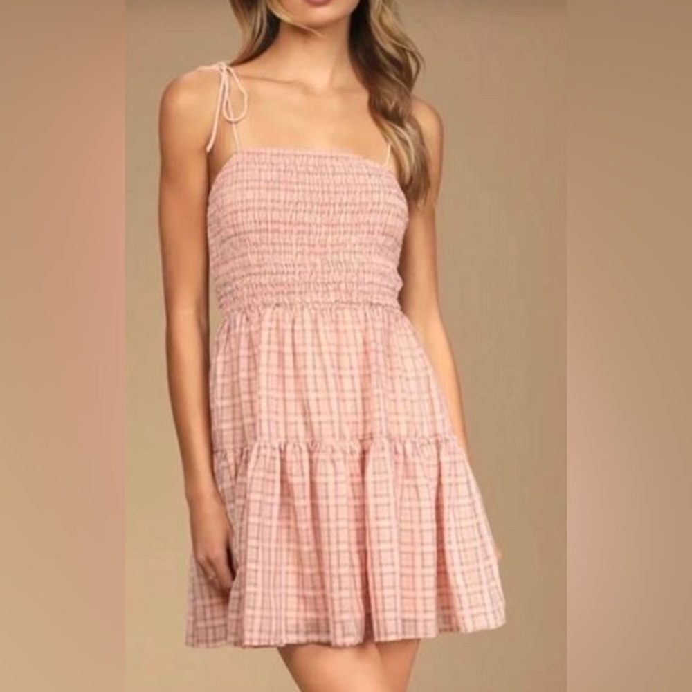 Emory park mini plaid pink dress